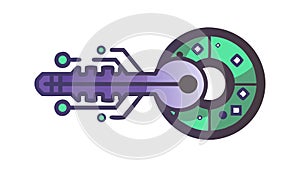 Advanced Technology Key with Integrated Circuitry Icon, vector design Generative AI