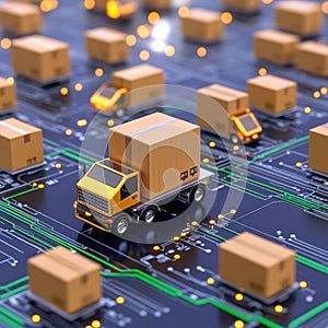 Advanced Technology Retail Warehouse Analyzing Goods and Delivery Information in Logistics and Distribution Centers