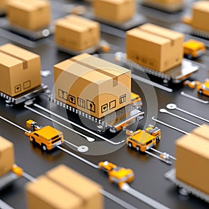 Advanced Technology Retail Warehouse Analyzing Goods and Delivery Information in Logistics and Distribution Centers