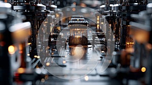 Advanced Technology Visualization: processor microchip starting artificial intelligence digitalization of neural networking and