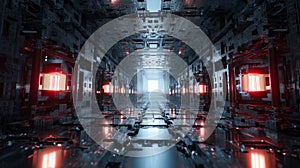 Advanced Technology Visualization: processor microchip starting artificial intelligence digitalization of neural networking and