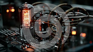 Advanced Technology Visualization: processor microchip starting artificial intelligence digitalization of neural networking and