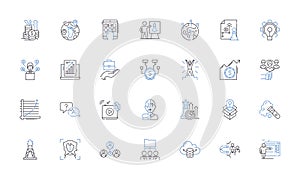 Advancement tools line icons collection. Progression, Advancement, Growth, Development, Improvement, Upgrade