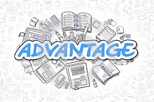 Advantage - Cartoon Blue Text. Business Concept.