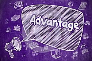 Advantage - Hand Drawn Illustration on Purple Chalkboard.