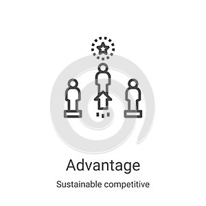 advantage icon vector from sustainable competitive advantage collection. Thin line advantage outline icon vector illustration.