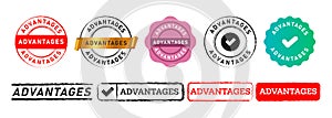 advantage rectangle circle stamp seal badge label sticker sign for benefit value