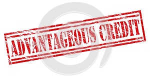 Advantageous credit Red stamp on white background