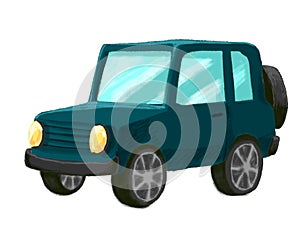 Advanture car jeep off road style cartoon drawing illustration art