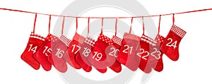 Advent calendar 14-24. Red christmas stocking decoration