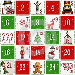 Advent Calendar with Christmas Characters