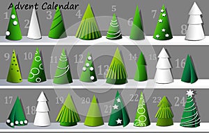 Advent calendar with paper Christmas trees