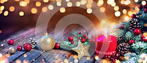 Advent Candle With Christmas Decoration photo