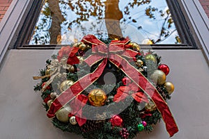 Advent Christmas wreath under window