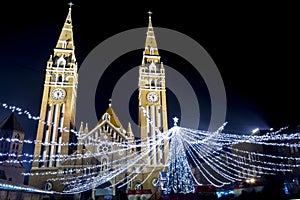 Advent marketplace in Szeged city before Christmas