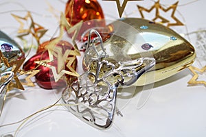 Advent season realistic christmas decoration with a golden heart