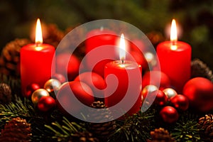 Advent wreath with 3 burning candles