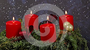 Advent wreath, igniting fourth candle