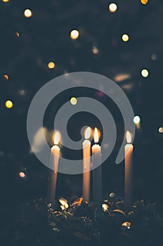 Advent wreaths with 4 burning candles