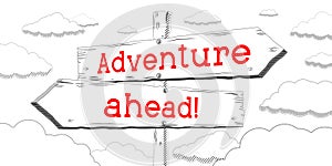 Adventure ahead - outline signpost with two arrows