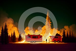 Adventure camping forest for childrens books illustrations Generative AI night time jungle landscape