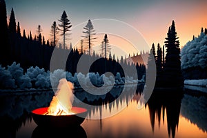 Adventure camping forest for childrens books illustrations Generative AI night time jungle landscape