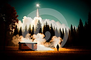 Adventure camping forest for childrens books illustrations Generative AI night time jungle landscape