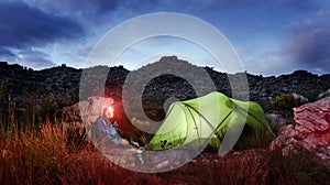 Adventure camping tent night