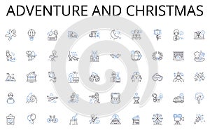 Adventure and christmas line icons collection. Apartment, Condominium, Duplex, Townhouse, Mansion, Villa, Loft vector