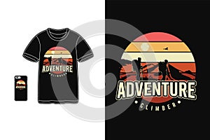 Adventure climber t shirt silhouette mockup typography