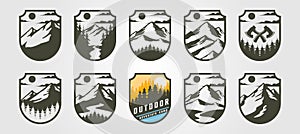 Adventure emblem logo vector mountain illustration design, vintage outdoor logo