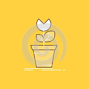 adventure, game, mario, obstacle, plant Flat Line Filled Icon. Beautiful Logo button over yellow background for UI and UX, website