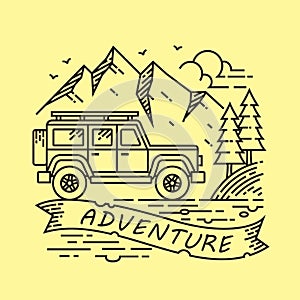 Adventure Jeep Illustration Design Vector