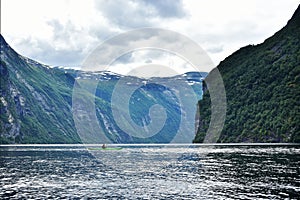 Adventure with kayak at Geirangerfjord