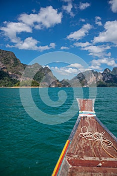 Adventure at Khao Sok, tradiotional Thai Boat. Asia exotic lake.