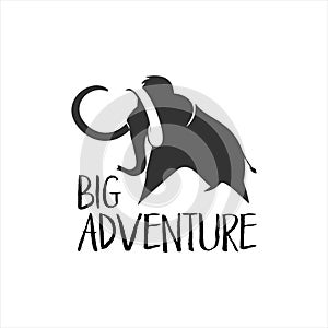 Adventure logo with black mammoth silhouette