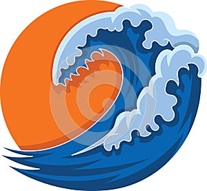 adventure logo, exciting images of waves and sun and nature