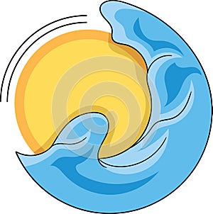 adventure logo, exciting images of waves and sun and nature