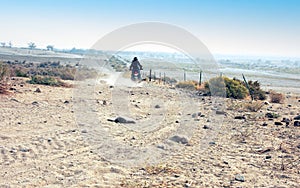 Adventure motorcycle riding in the Nevada desert near Reno.