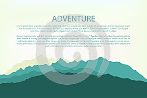 Adventure. Mountain background landscape, hills silhouette