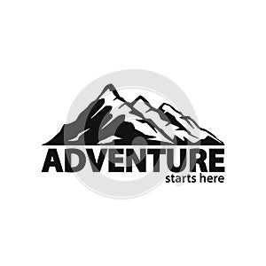 Adventure in mountains trip expedition shop logo template