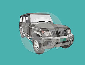 Adventure off road car sketch vector.