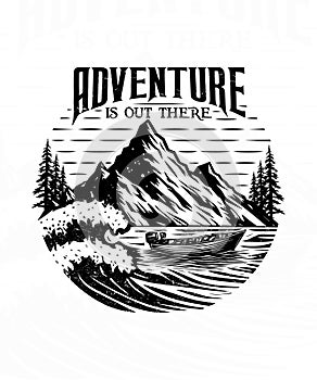 Adventure is out there beach line art t shirt design