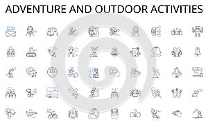 Adventure and outdoor activities line icons collection. Apartments, Condos, Townhouses, Dormitories, Studios, Lofts photo