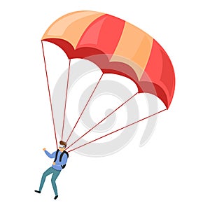 Adventure parachuting icon, cartoon style