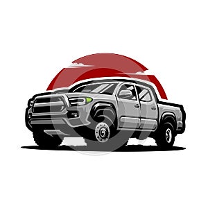 Adventure Pickup Truck Vector Isolated Illustration