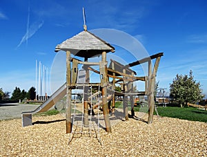 Adventure playground with slide