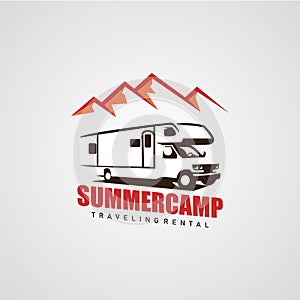 Adventure RV Camper Car Logo Designs Template photo