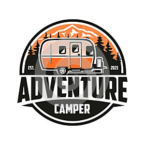 Adventure RV Trailer Camper Logo Vector Isolated EPS photo