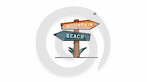 adventure sign road animation video motion graphic video template, beach or mountain